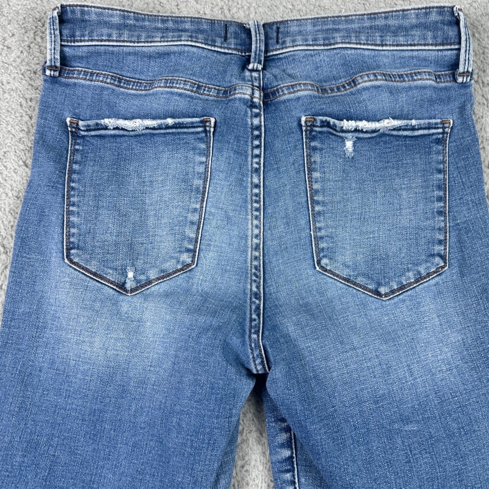 Abercrombie & Fitch Simone High Rise Jeans Womens 29 Blue Raw Hem Button Fly - Picture 4 of 11